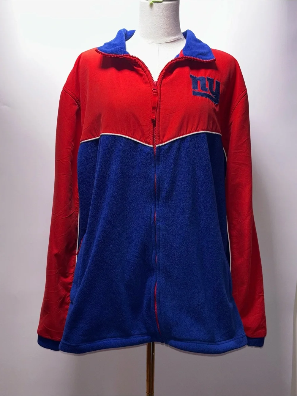 NFL NY Giants Fleece Color Block Jacket Size L